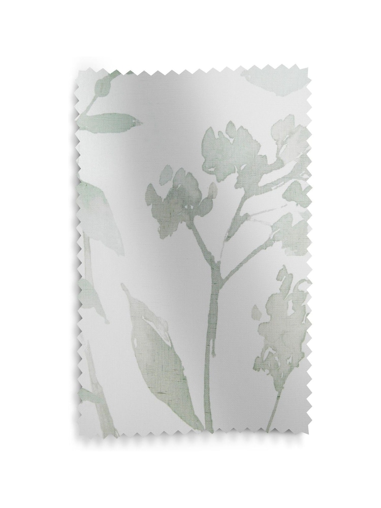 Green Isla Floral Printed Slot Top Unlined Sheer Panel Voile Curtain - Image 4 of 4