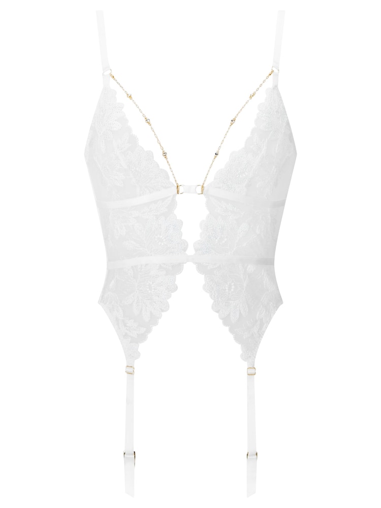 Ann Summers Ivory White Angelic Floral Embroidery Non Padded Basque - Image 5 of 5