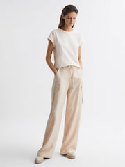 Reiss Cream Tereza Cotton-Jersey Crew Neck T-Shirt - Image 3 of 6