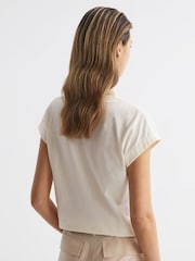 Reiss Cream Tereza Cotton-Jersey Crew Neck T-Shirt - Image 5 of 6