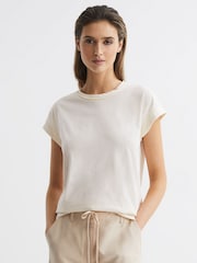 Reiss Cream Tereza Cotton-Jersey Crew Neck T-Shirt - Image 6 of 6