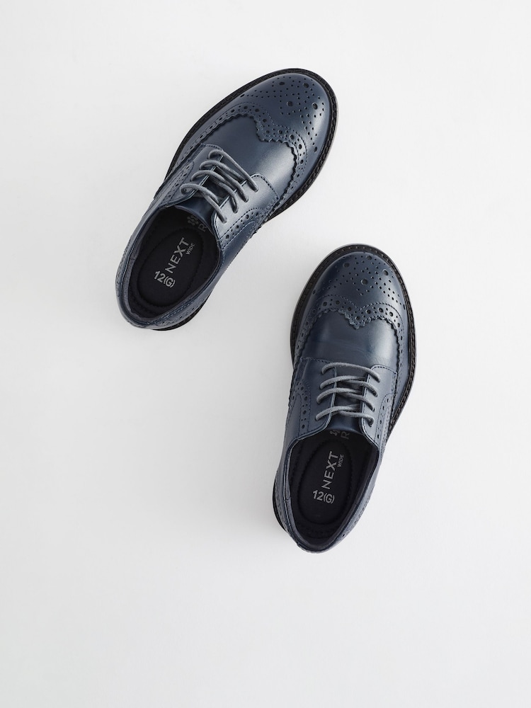 Navy Wide Fit (G) Leather Brogues - Image 6 of 6
