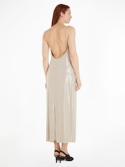 Calvin Klein Natural Sequin Halterneck Maxi Dress - Image 2 of 4