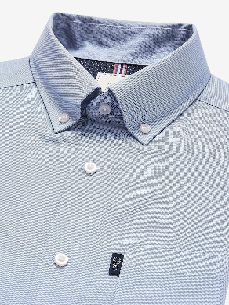 Pale Blue Regular Fit Easy Iron Button Down Oxford Shirt - Image 4 of 5