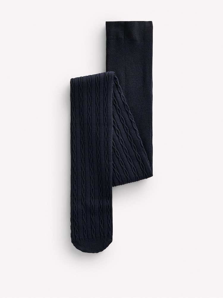 Boden Blue Cable Knit Tights - Image 1 of 3 Boden Blue Cable Knit Tights - Image 1 of 3