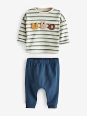 Cream/Navy Blue Character Baby Top and Leggings 2 Piece Set - Image 4 of 6