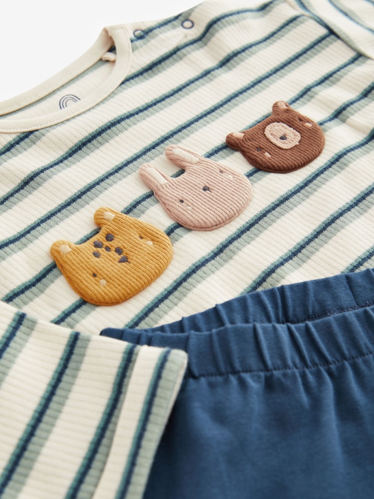 Cream/Navy Blue Character Baby Top and Leggings 2 Piece Set - Image 6 of 6
