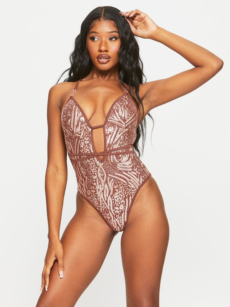 Ann Summers Brown Sultry Heat Sequin Soft Swimsuit - Image 1 of 5