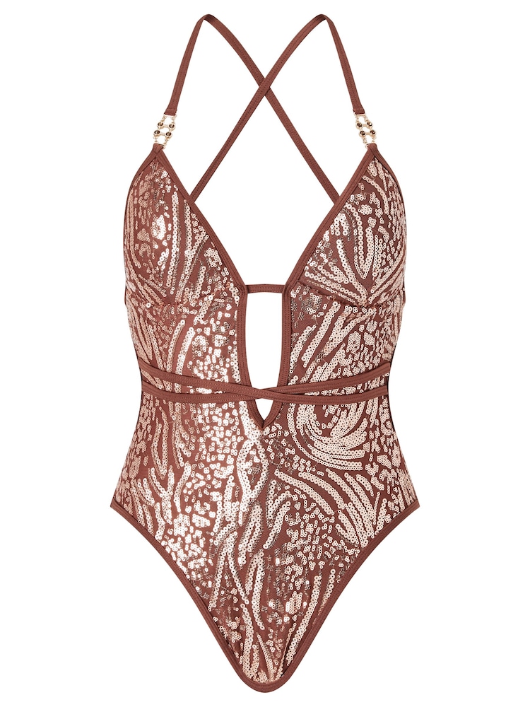 Ann Summers Brown Sultry Heat Sequin Soft Swimsuit - Image 5 of 5