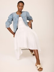 Mint Velvet Blue Collarless Denim Jacket - Image 1 of 8
