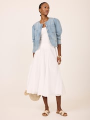 Mint Velvet Blue Collarless Denim Jacket - Image 5 of 8