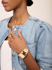 Mint Velvet Blue Collarless Denim Jacket - Image 6 of 8