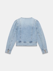 Mint Velvet Blue Collarless Denim Jacket - Image 8 of 8