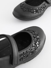 Black Standard Fit (F) School Flower Mary Jane Shoes - Image 3 of 5