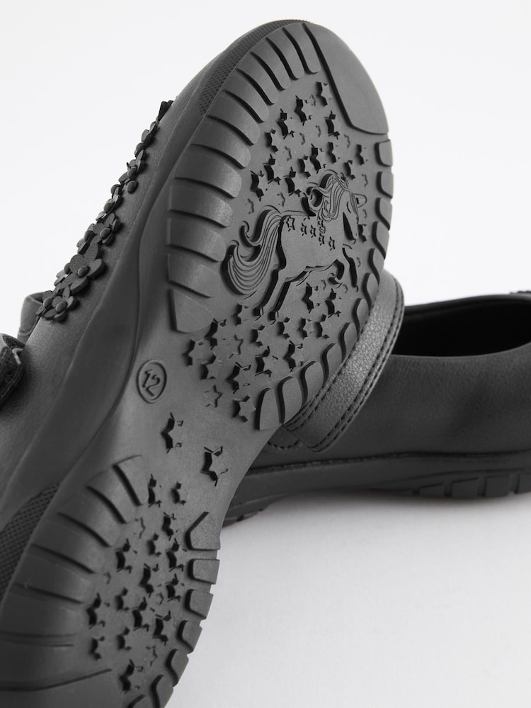 Black Standard Fit (F) School Flower Mary Jane Shoes - Image 5 of 5