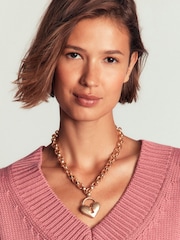Boden Gold Tone Chunky Love Lock Necklace - Image 1 of 3