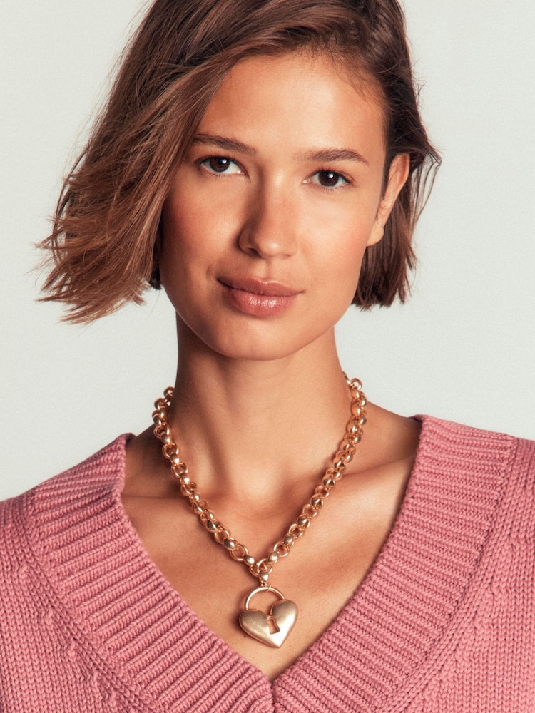 Boden Gold Tone Chunky Love Lock Necklace - Image 1 of 3