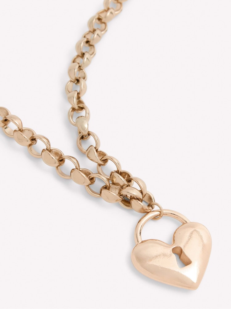 Boden Gold Tone Chunky Love Lock Necklace - Image 3 of 3