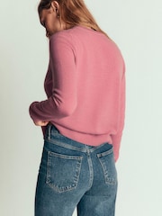 Boden Pink Elsie Cashmere Crew Neck Cardigan - Image 3 of 6