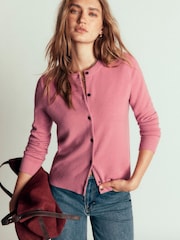 Boden Pink Elsie Cashmere Crew Neck Cardigan - Image 4 of 6