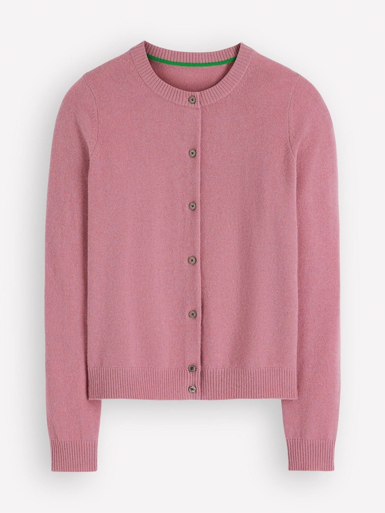 Boden Pink Elsie Cashmere Crew Neck Cardigan - Image 6 of 6
