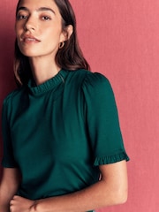 Boden Green Imi Supersoft Frill T-Shirt - Image 1 of 5