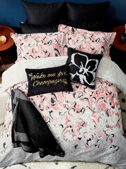Ted Baker Black Wake Me For Champagne 100% Cotton Cushion - Image 1 of 5