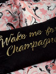 Ted Baker Black Wake Me For Champagne 100% Cotton Cushion - Image 3 of 5
