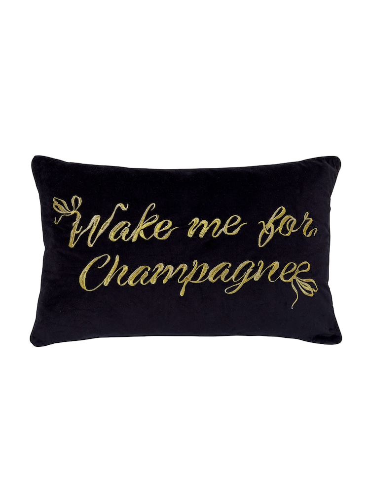 Ted Baker Black Wake Me For Champagne 100% Cotton Cushion - Image 5 of 5 Ted Baker Black Wake Me For Champagne 100% Cotton Cushion - Image 5 of 5