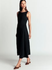 Boden Black Asymetric Ponte Midi Dress - Image 1 of 6