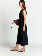 Boden Black Asymetric Ponte Midi Dress - Image 4 of 6