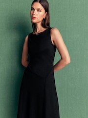 Boden Black Asymetric Ponte Midi Dress - Image 5 of 6
