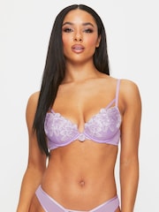 Ann Summers Purple Cherishing Embroidery & Mesh Padded Plunge Bra - Image 1 of 5