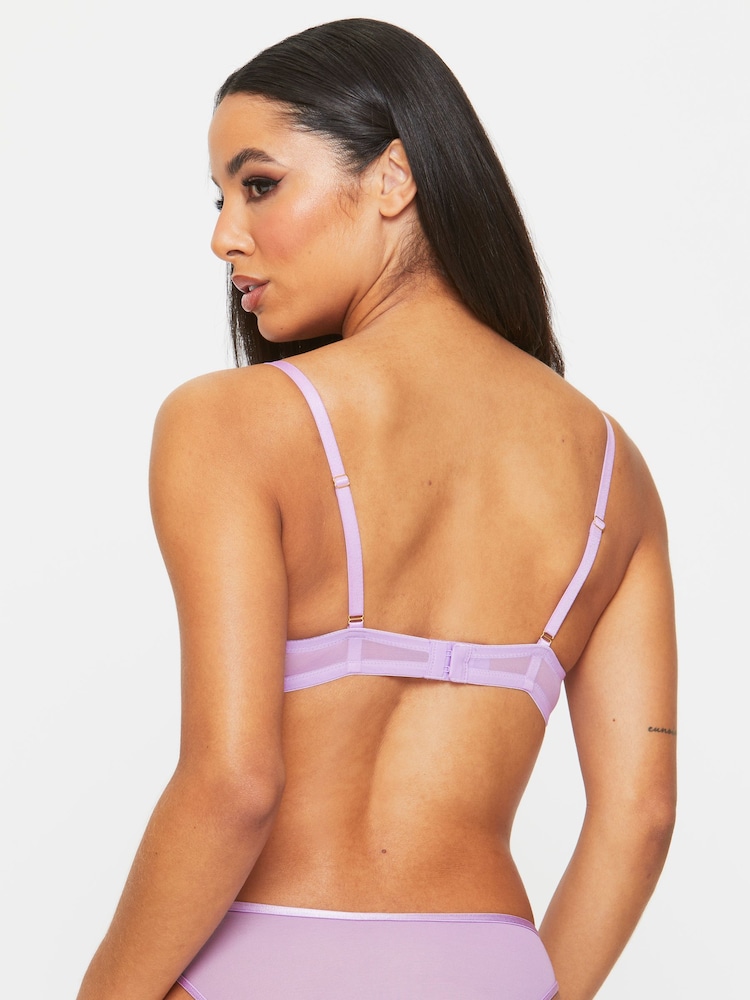 Ann Summers Purple Cherishing Embroidery & Mesh Padded Plunge Bra - Image 2 of 5