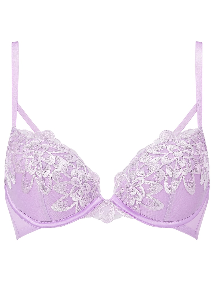Ann Summers Purple Cherishing Embroidery & Mesh Padded Plunge Bra - Image 5 of 5