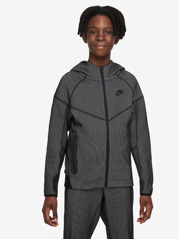 Nike Black Tech Fleece Winterized Zip Through Hoodie - Image 1 of 7