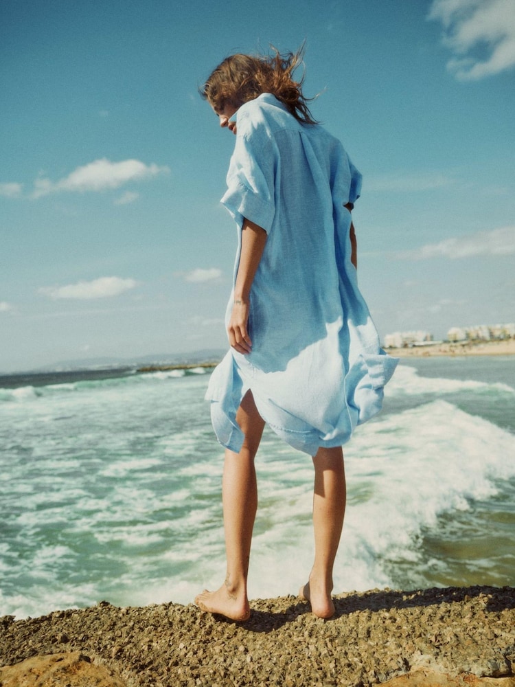 GANT Relaxed Fit Linen Shirt Dress - Image 7 of 7