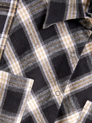 Black/White Check Long Sleeve Frayed Hem Shirt - Image 7 of 7