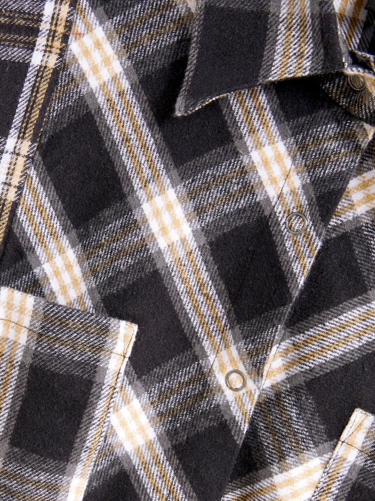 Black/White Check Long Sleeve Frayed Hem Shirt - Image 7 of 7