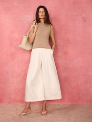 Mint Velvet Cream Linen Blend Cropped Trousers - Image 1 of 7