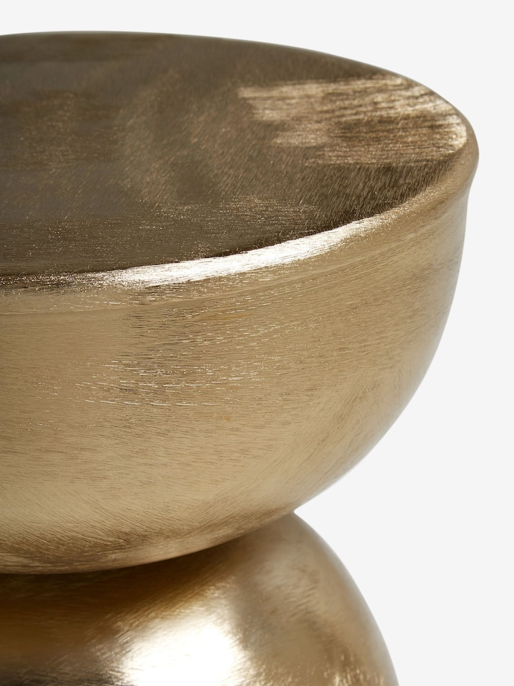 Gold Loxley Metal Drum Side Table - Image 2 of 7