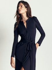Boden Blue Honor Column Jersey Midi Dress - Image 2 of 6