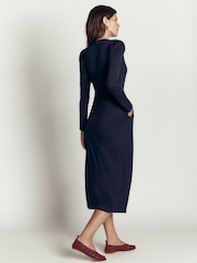 Boden Blue Honor Column Jersey Midi Dress - Image 3 of 6