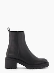 Dune London Black Possessive Cleated Heel Plain Ankle Boots - Image 1 of 6