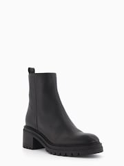Dune London Black Possessive Cleated Heel Plain Ankle Boots - Image 3 of 6