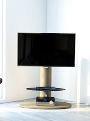 AVF Whitewashed Oak Chepstow 930 Pedestal TV Stand - Image 1 of 2
