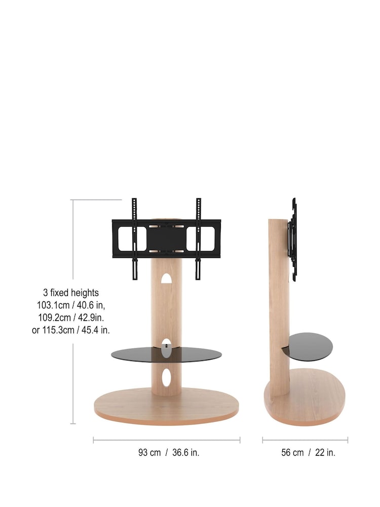 AVF Whitewashed Oak Chepstow 930 Pedestal TV Stand - Image 9 of 9