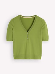 Boden Green Camilla Cotton V-Neck T-Shirt - Image 5 of 6