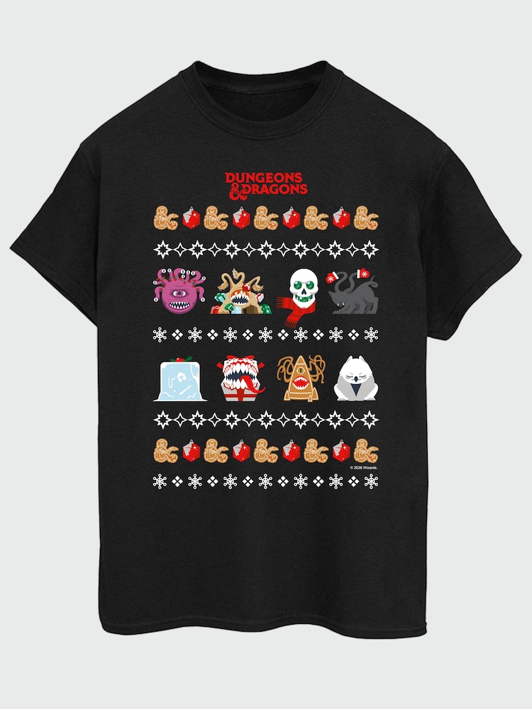 Brands In Black Dungeons & Dragons Jacquard Christmas T-Shirt - Image 2 of 4 Brands In Black Dungeons & Dragons Jacquard Christmas T-Shirt - Image 2 of 4