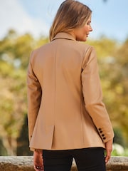 Sosandar Brown Faux Leather Blazer - Image 4 of 6